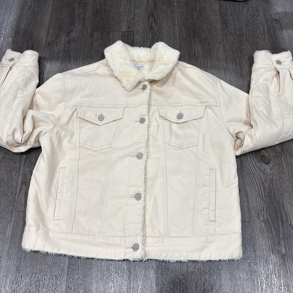 Dear John Women Beige Faux Fur Lined Cotton Jacket Large Vanilla Ice